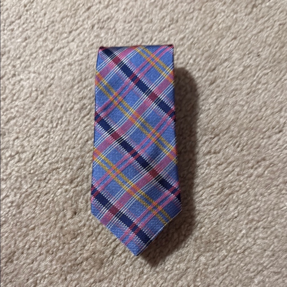 Piattelli Blue and Yellow Silk Plaid Tie